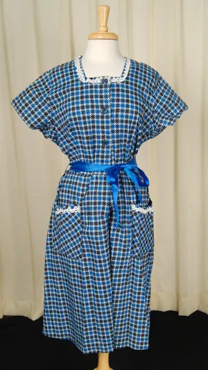 1950s Blue Houndstooth Dress