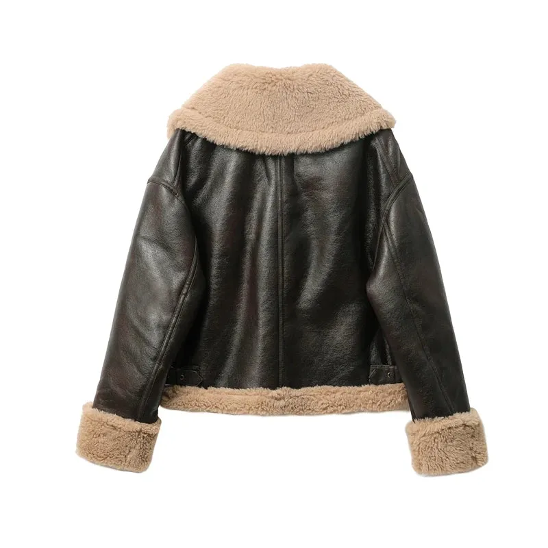 Autumn Winter New Women's Thickened Warm Double-sided Short Jacket