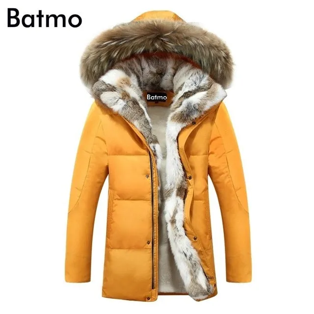 Batmo 2019 winter High Quality duck down jacket men coat parkas thick Liner male Warm Clothes Rabbit fur collar ,PLUS-SIZE 828