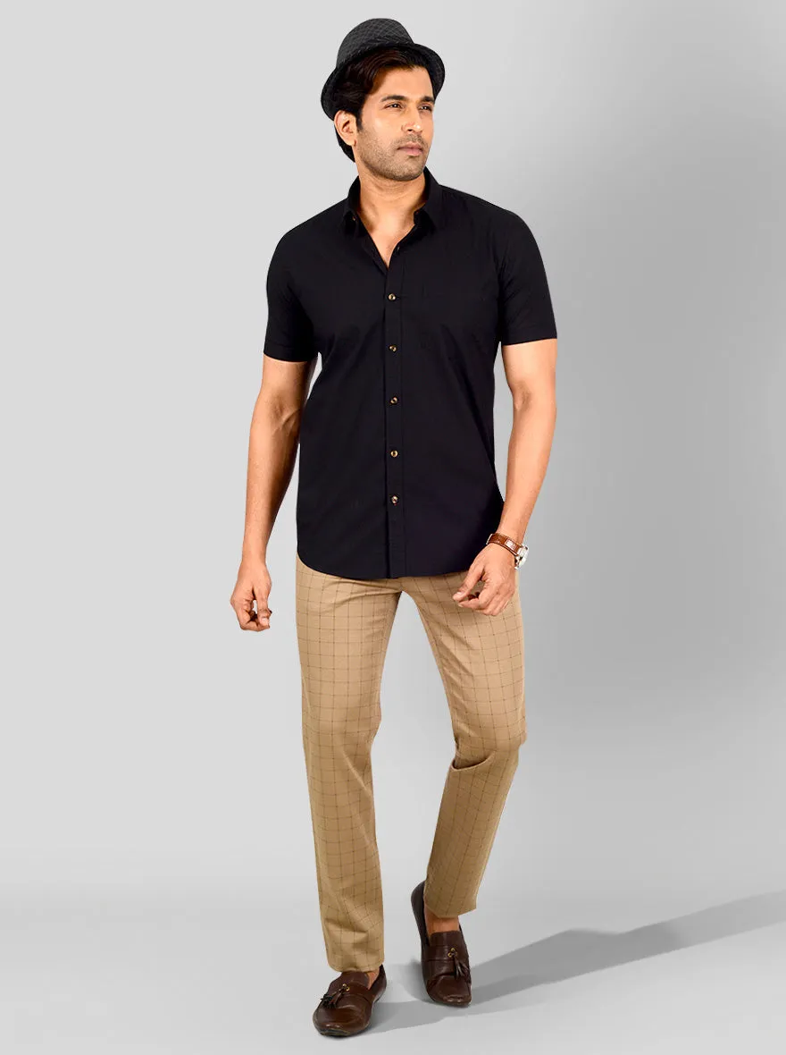 Black Solid Tailored Fit Casual Shirt | JadeBlue