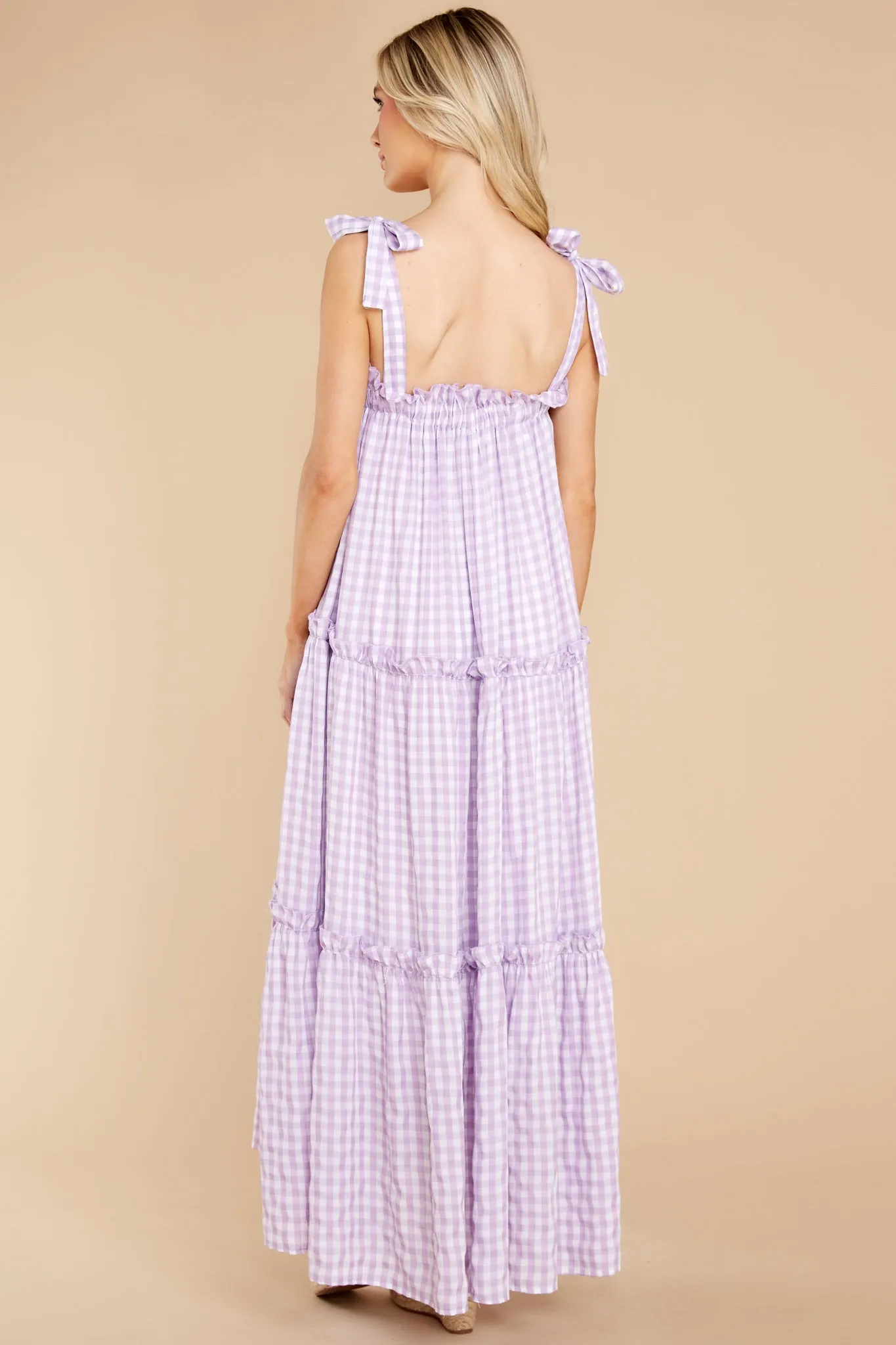 Cherished Memories Purple Gingham Maxi Dress