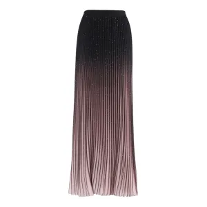 Colorblock Ombre Patchwork Diamonds Elegant Skirts For Women High Waist Spliced Pleated Slimming Skirt Female