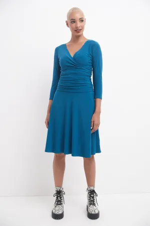 Form-fitting 3/4 Sleeve Dress with Ruching