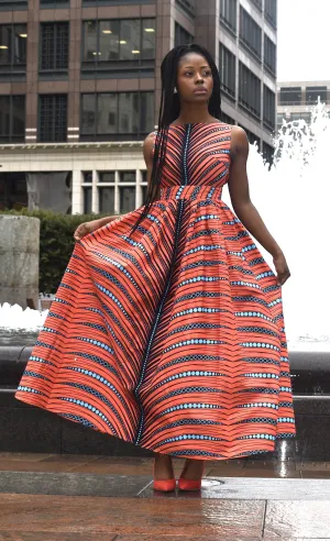 Gabby African print low back maxi dress