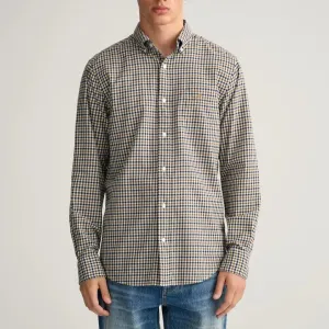 Gingham Twill Shirt - Check - Eggshell, Navy & Tan