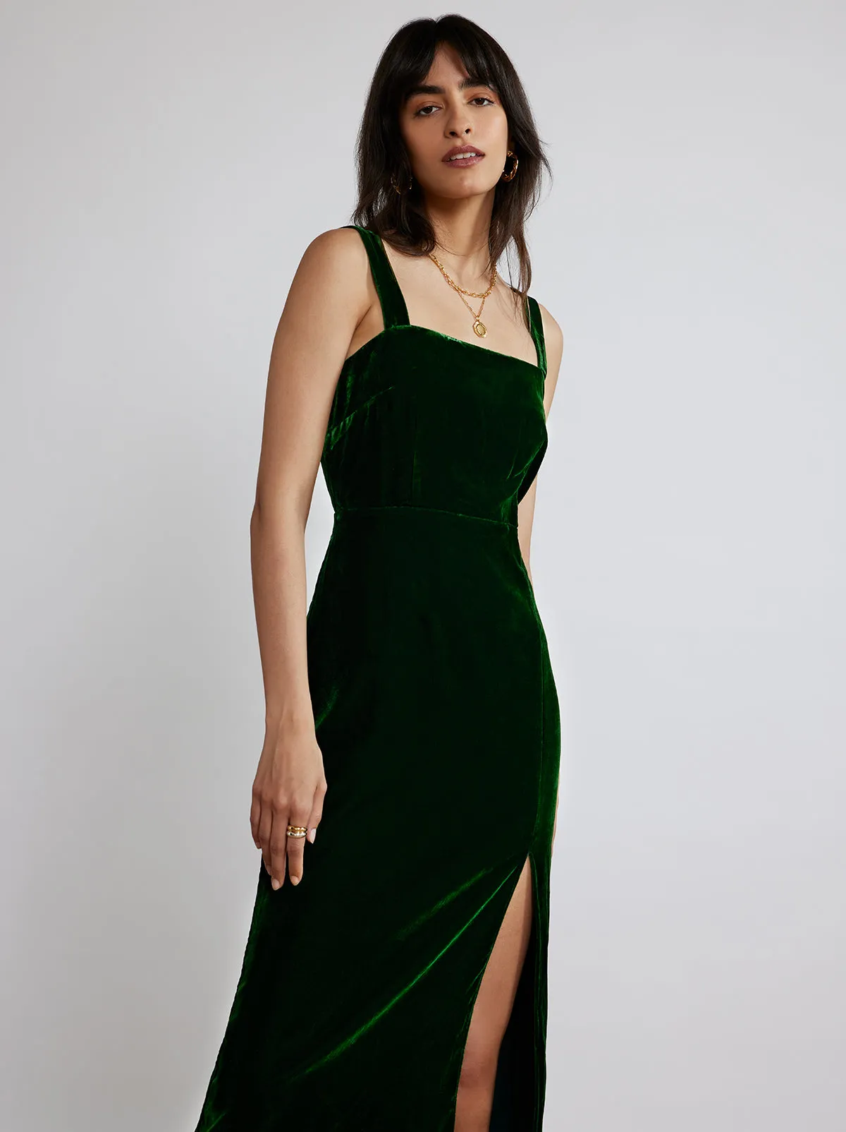 Mara Green Velvet Dress