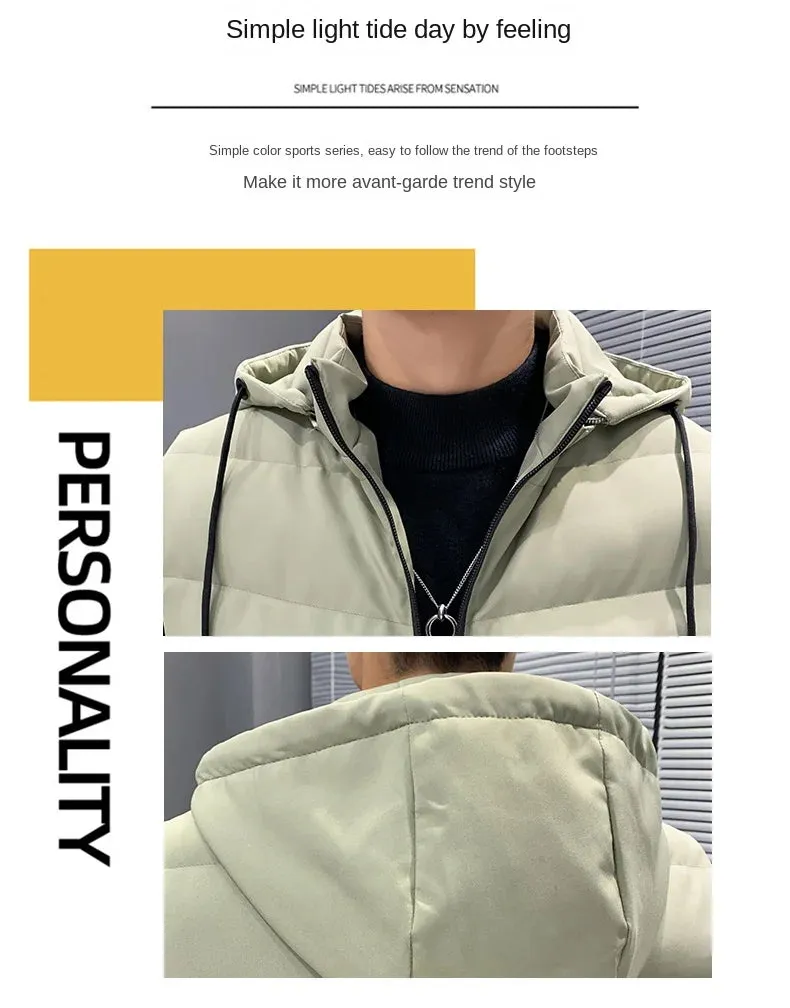 Men's Fashion Waistcoat Hoodie Simple Stylish Sleeveless Hoodie Version Slim Winter Hooded Casual Down Vest Casual Coats Hooded