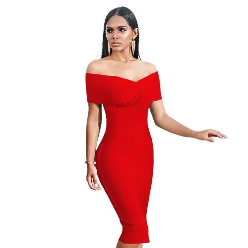 Off Shoulder Bandage Bodycon Trendy Dresses For Women