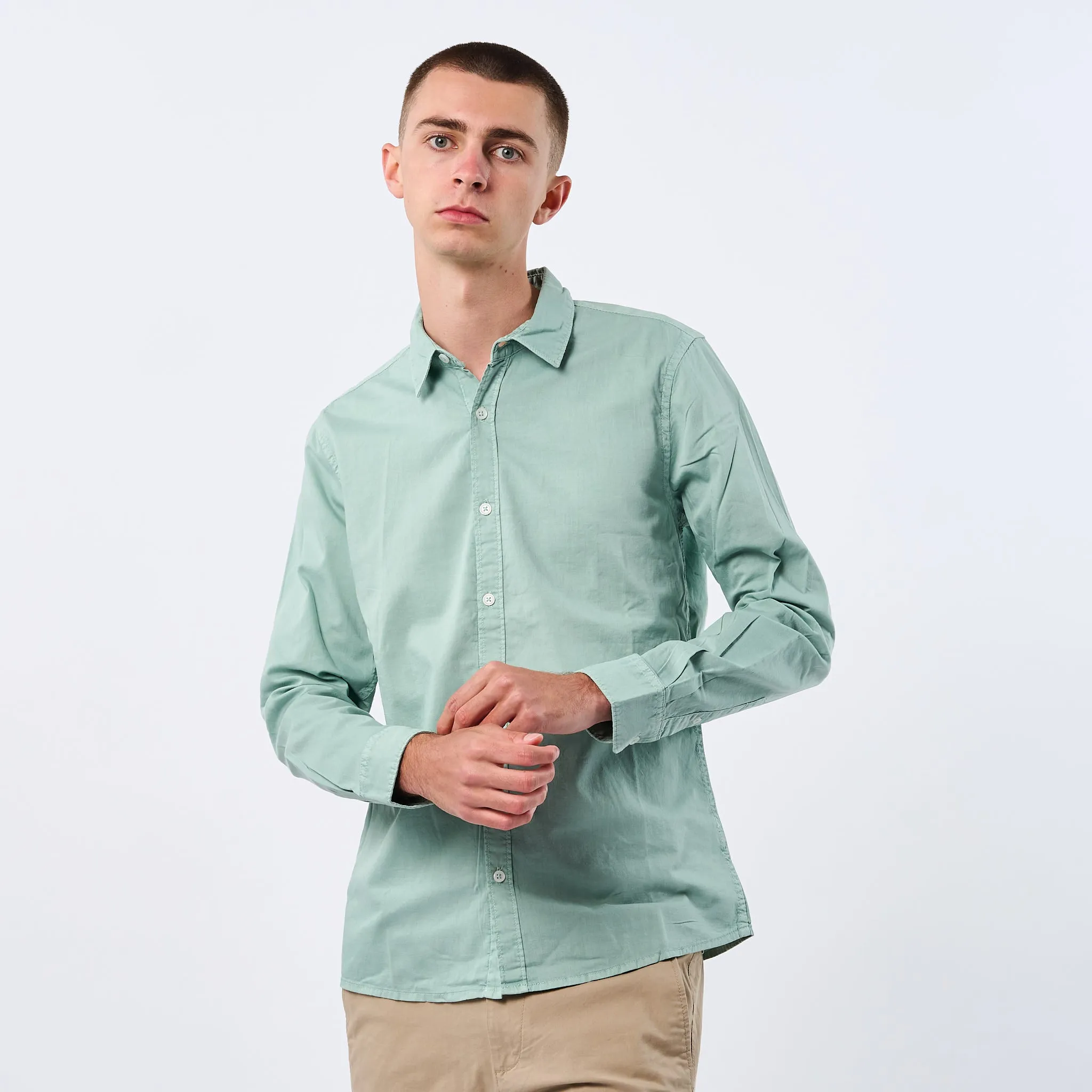 Omnitau Men's Varsity Organic Cotton Collared Shirt - Mid Green