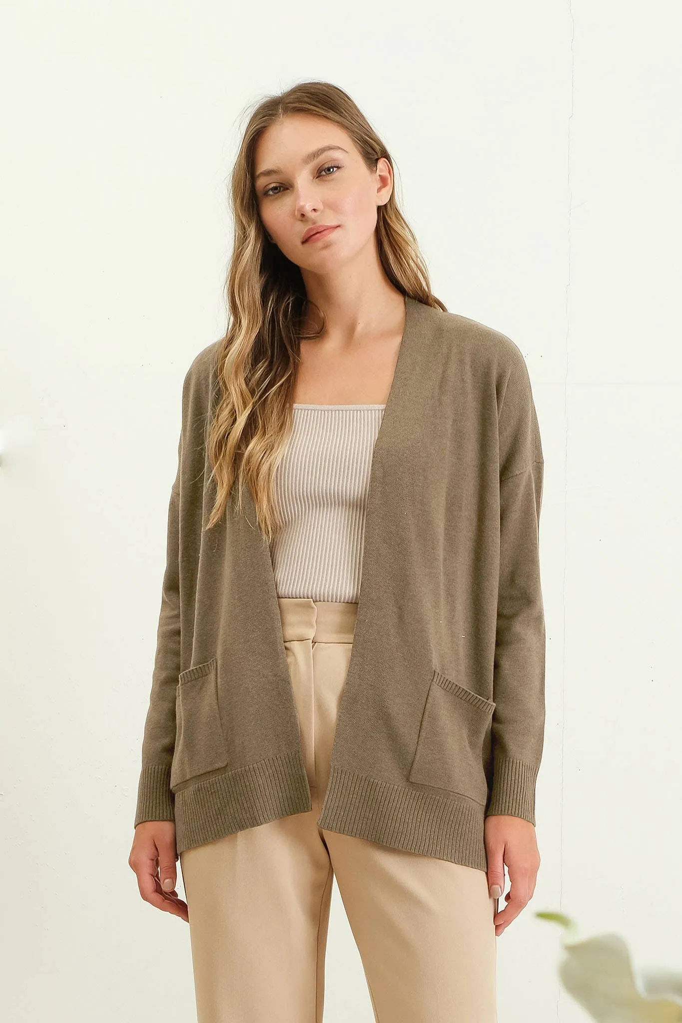 OPEN FRONT KNIT CARDIGAN