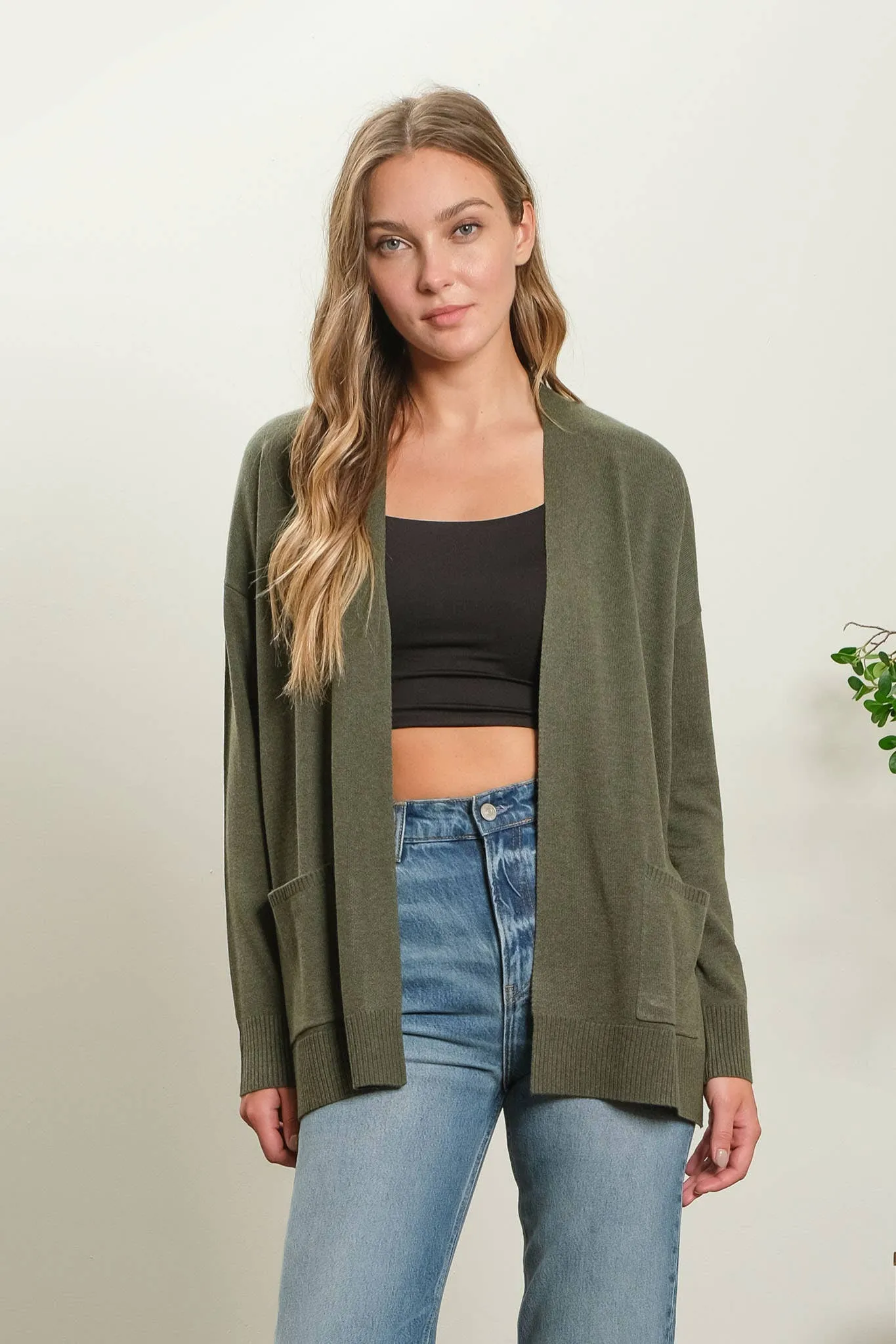 OPEN FRONT KNIT CARDIGAN