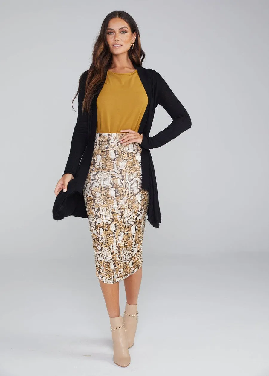 Ross Ruched Bamboo Midi Tube Skirt