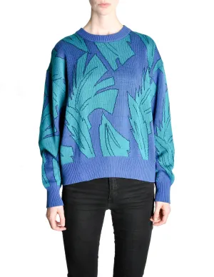 Saint Laurent Rive Gauche Vintage Leaf Print Knit Sweater