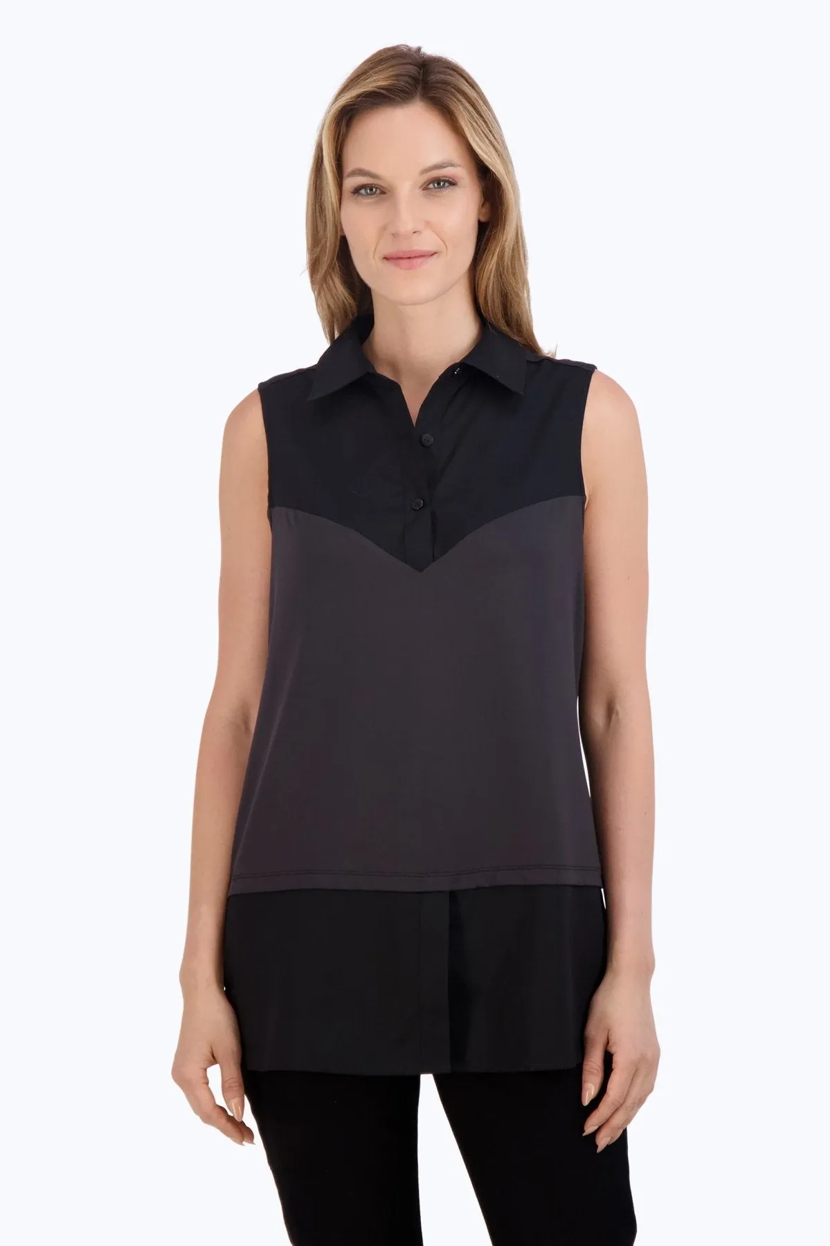 Sasha Knit-Woven Sleeveless Layering Tunic