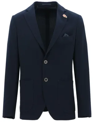 Seersucker/Lycra Navy Sports Blazer #GENOA