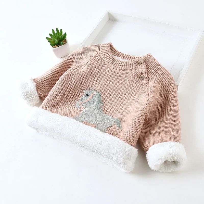 Unisex Animal Cartoon Design Warm Sweaters For Kids