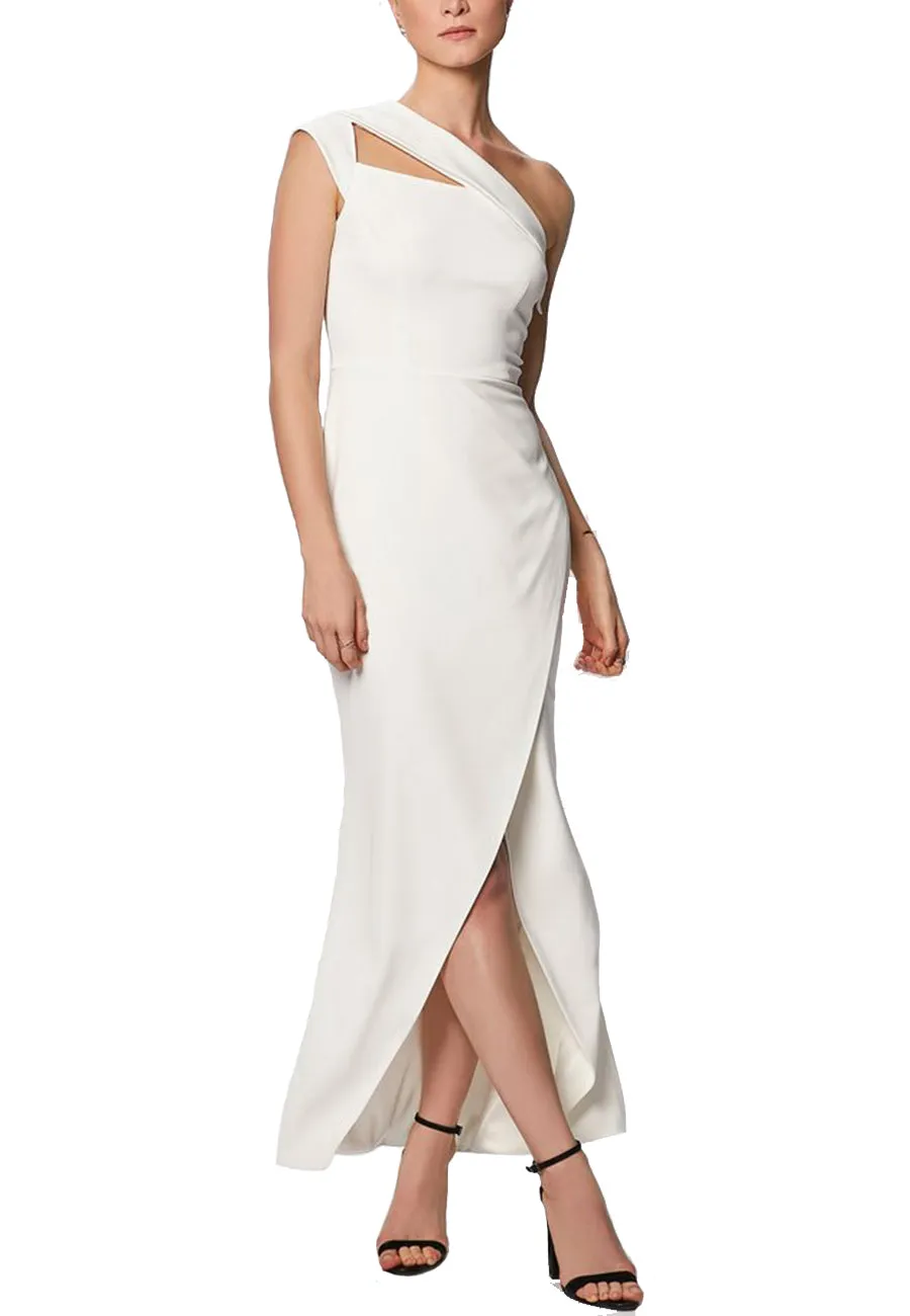 White Lily One Shoulder Cutout Dress