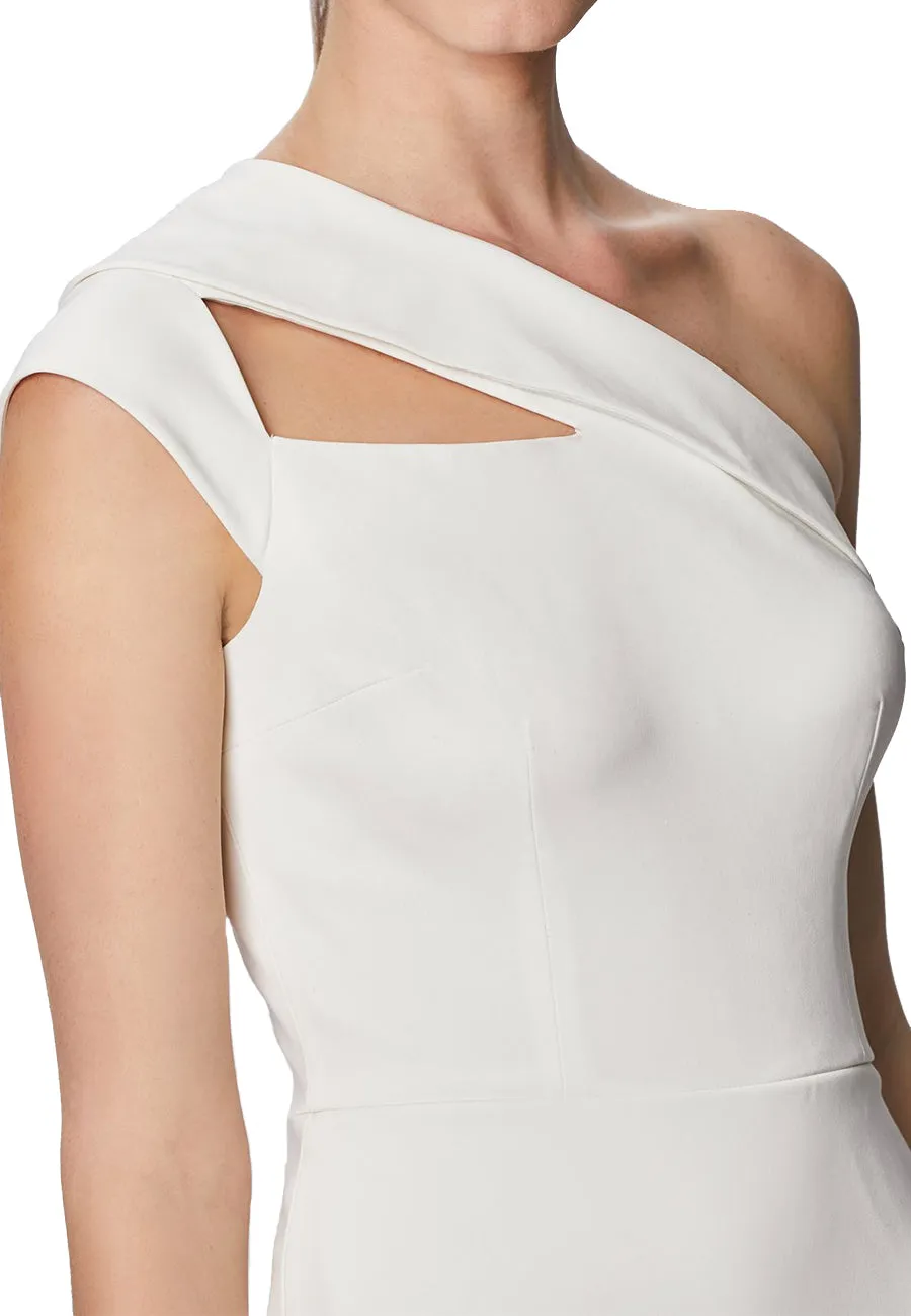 White Lily One Shoulder Cutout Dress