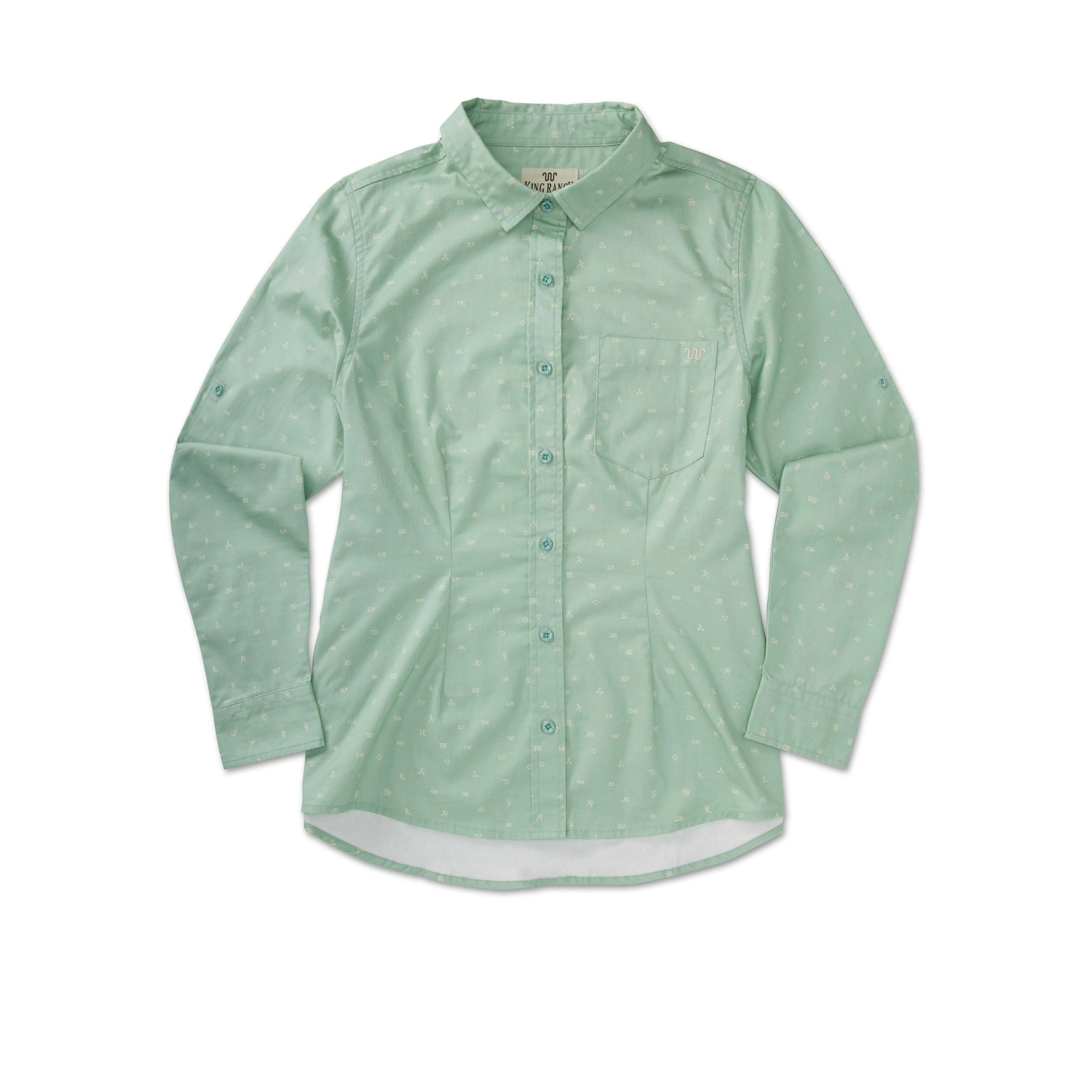 Women's  L/S Branded Button Up