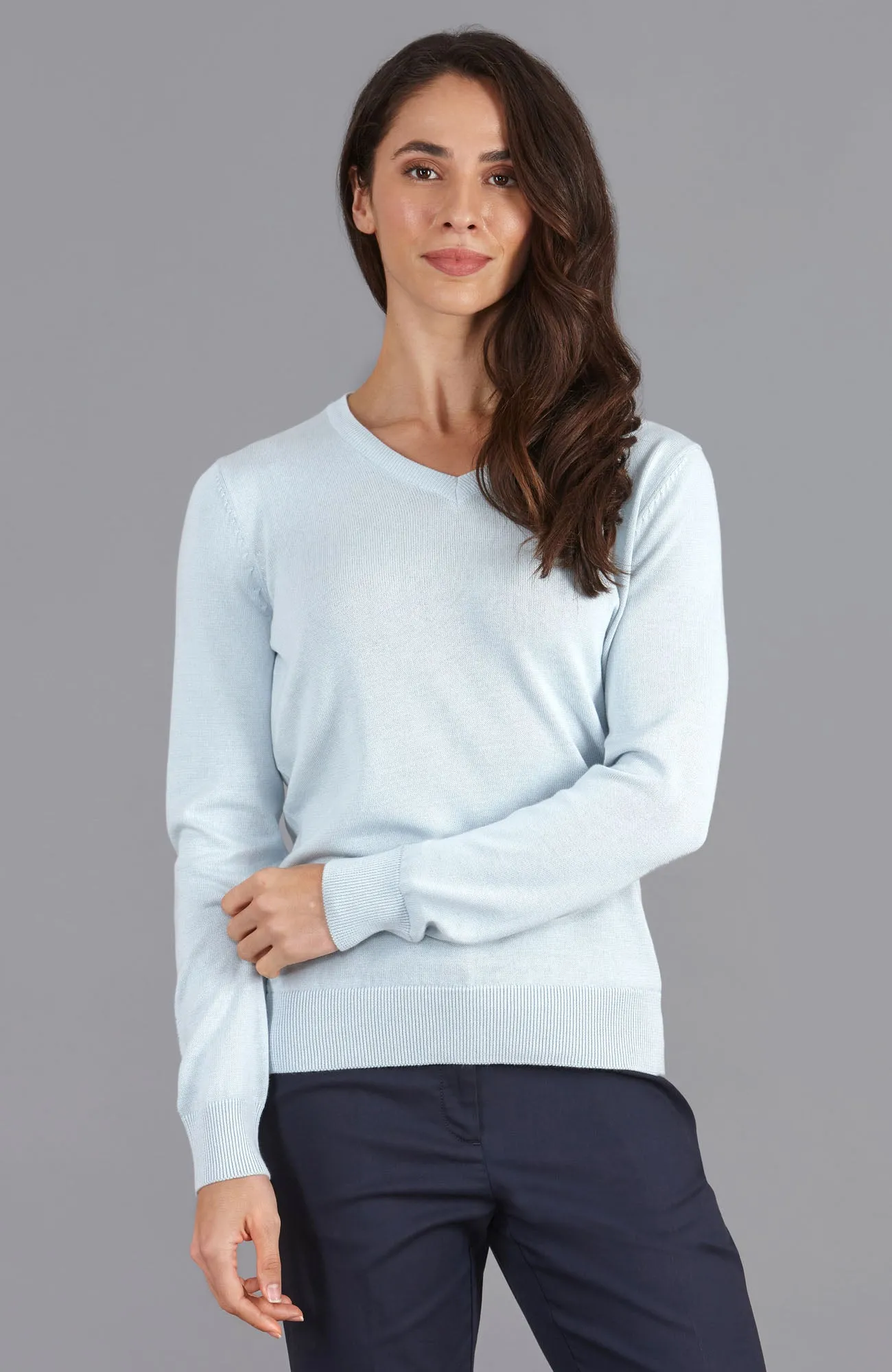 Womens Pure Cotton V-Neck Jumper